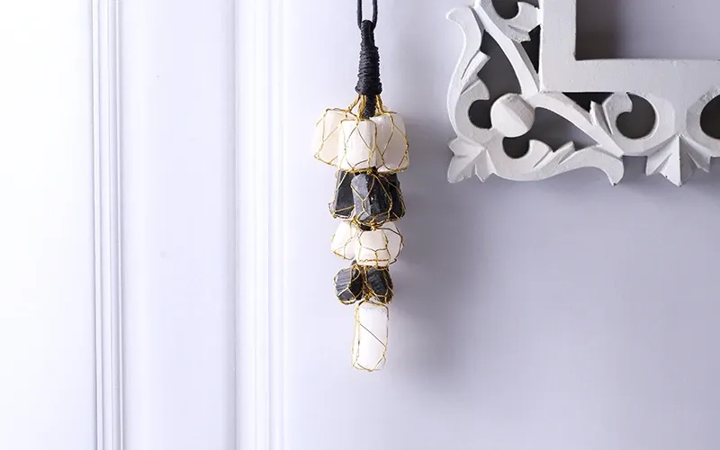 Selenite Tourmaline Hanging Selenite Tourmaline Hanging